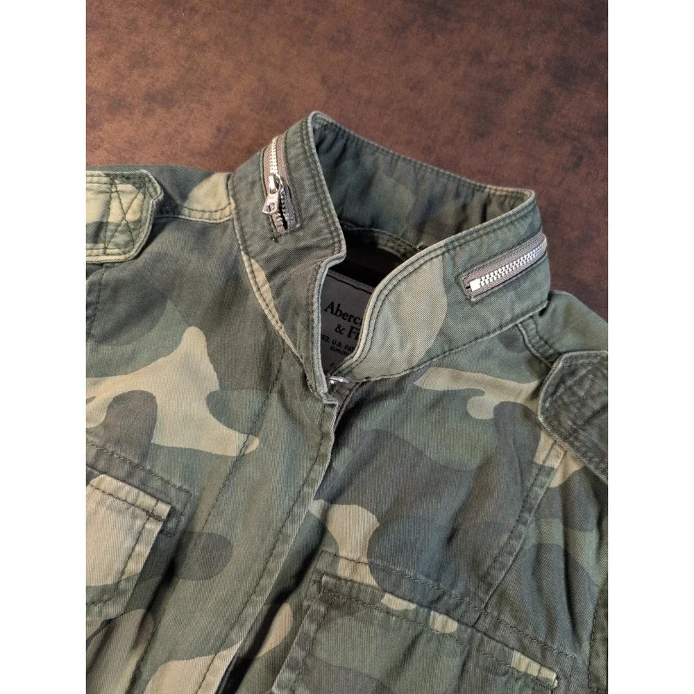 Abercrombie & Fitch Womens Camo Utility Field Jacket Green Camouflage Medium M